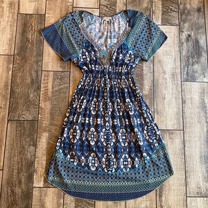 Live and Let Live Blue and Green Midi Dress